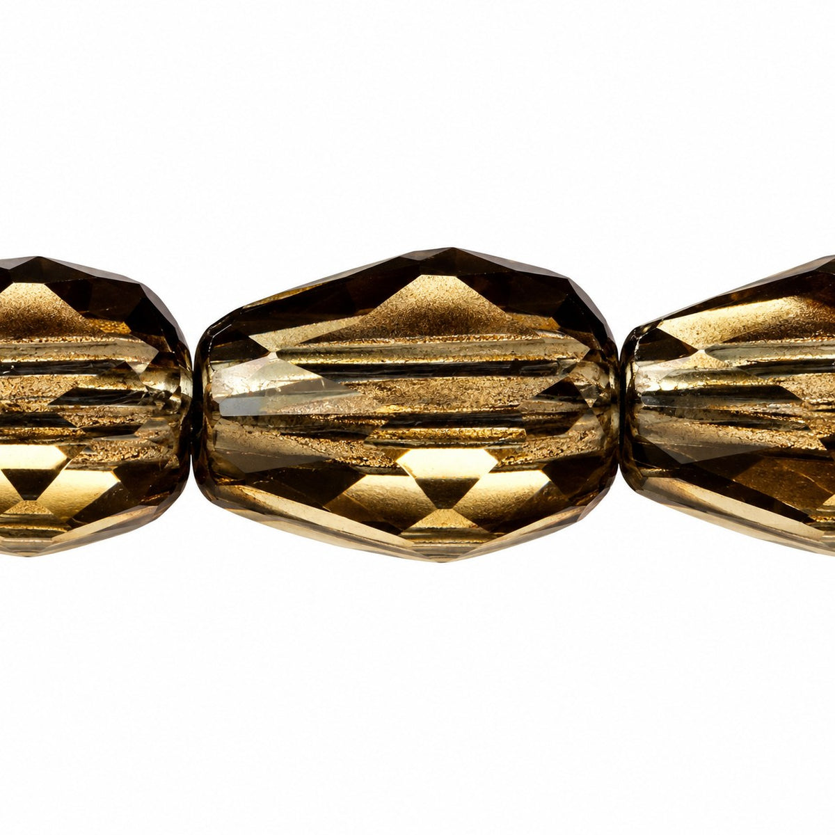 Fire Polished Faceted Teardrop Beads, Gray (40010), Glass, Czech Republic
