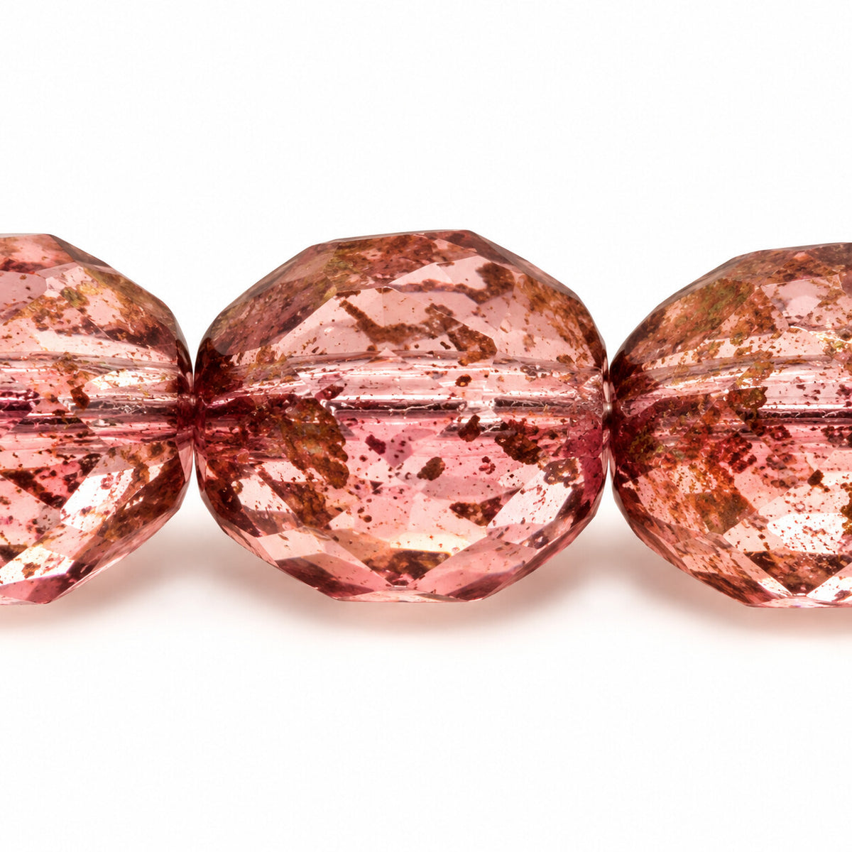 Faceted Special Cut Beads, Transparent Pink Terracotta Violet (70110-15496), Glass, Czech Republic