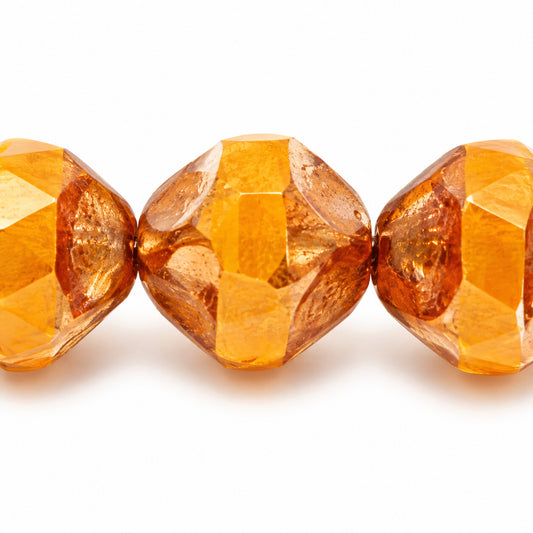 Special Cut Faceted Fire Polished Beads. Smashed, 81230 Bronze (81230-14415), Glass, Czech Republic