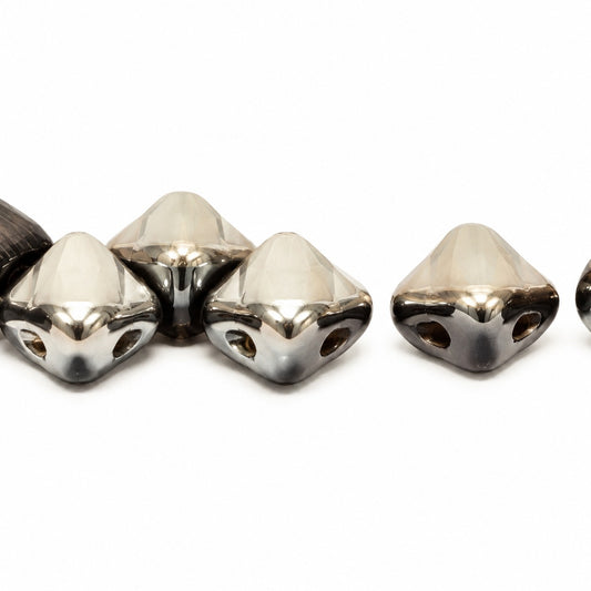Silky 2-Hole Square Beads, Black Chrom (23980-27401), Glass, Czech Republic