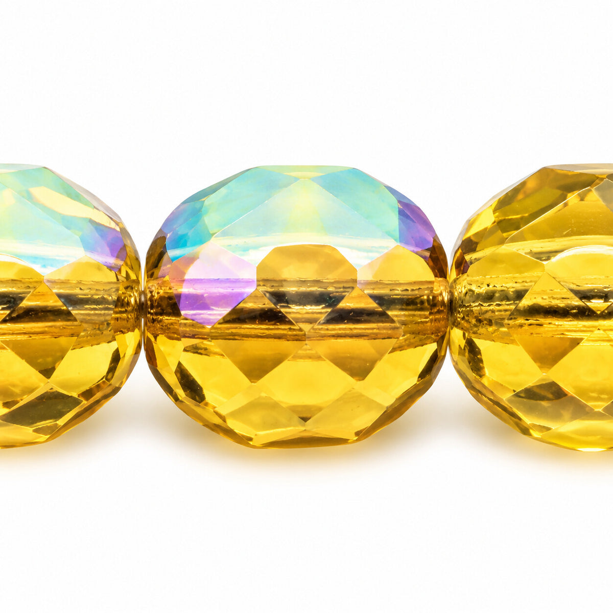 Faceted Special Cut Beads, Transparent Green Ab (50316-28701), Glass, Czech Republic