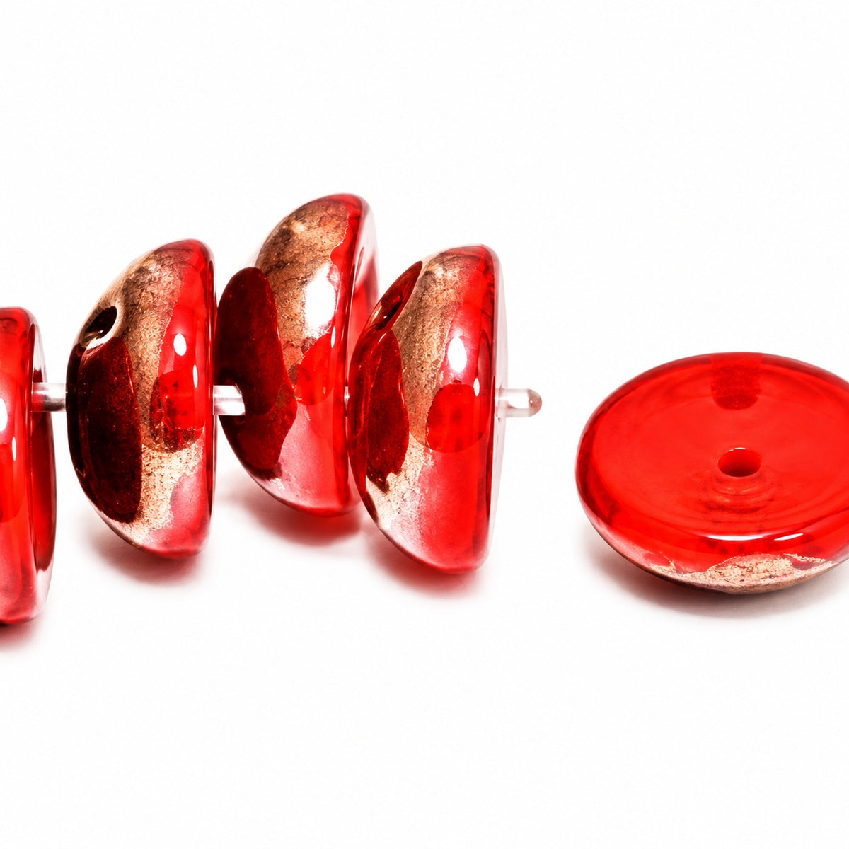 Piggy Beads, Red Crystal Bronze Capri (93180-22601), Glass, Czech Republic