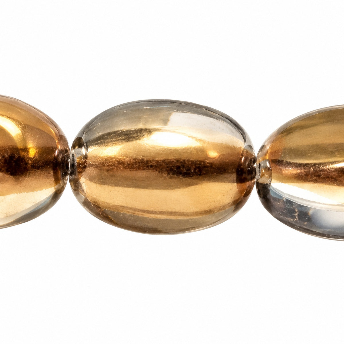 Oval Pressed Beads, Crystal Crystal Bronze Capri (00030-22601), Glass, Czech Republic