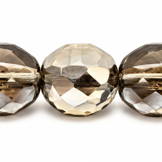 Faceted Special Cut Beads, Gray Chrom (40010-27401), Glass, Czech Republic