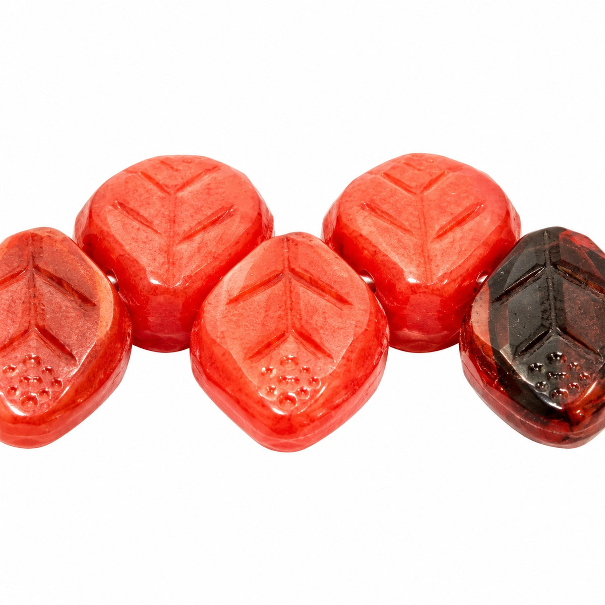 Small Leaf Pressed Beads, X2215 (x2215), Glass, Czech Republic
