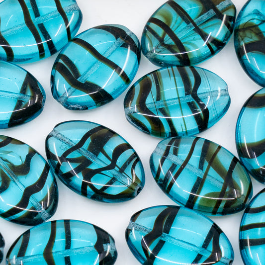 OUTLET 250g/50g Pressed Beads, 20 x 14 mm, Aqua Black (AQUA-BLACK), Glass, Czech Republic