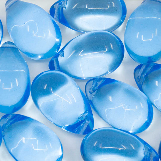 OUTLET Drop Beads, 14 x 23 mm, Transparent Blue (30040), Glass, Czech Republic