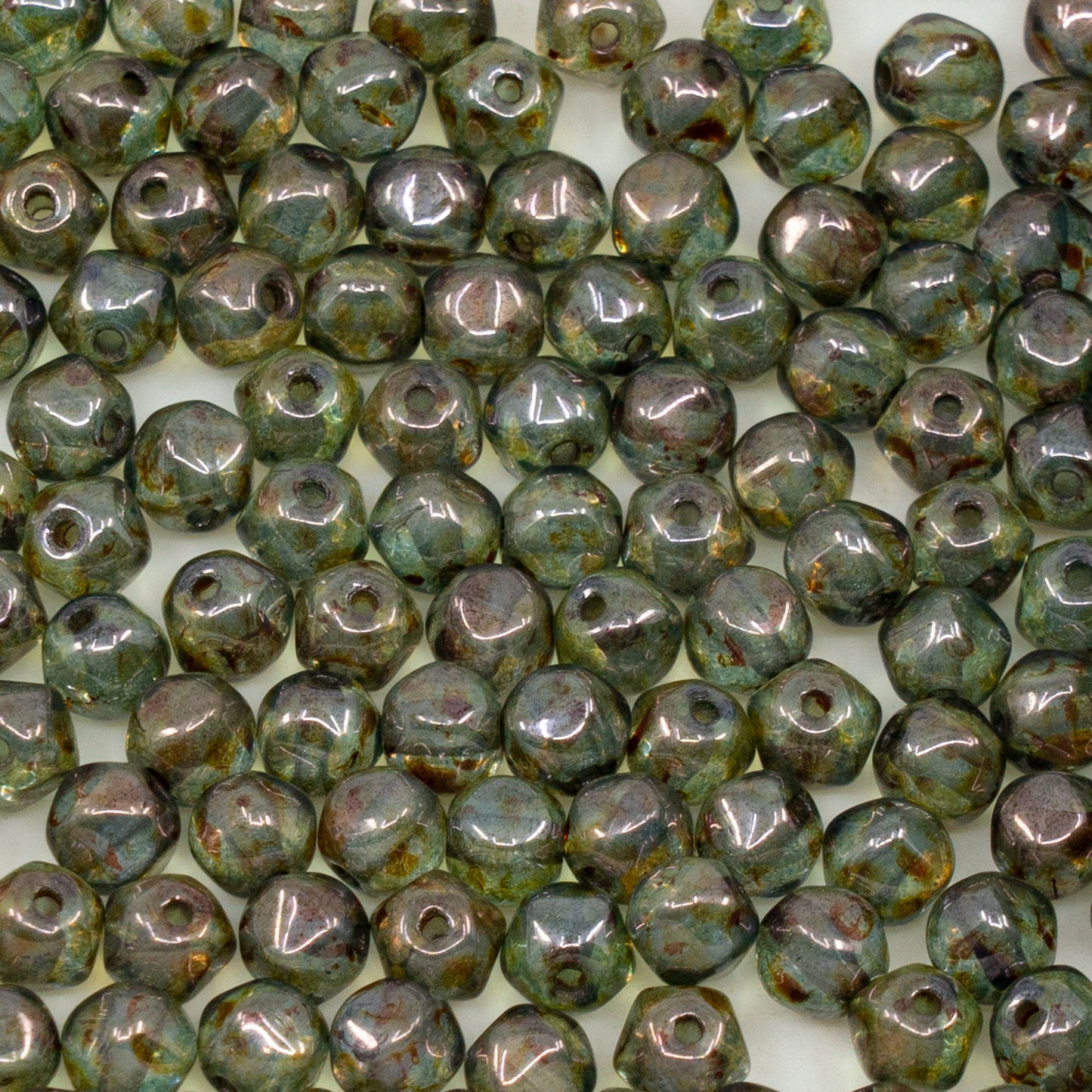 OUTLET 250g English Cut Beads Rounded, 6 x 6 mm, Crystal Stain With Luster Blue (00030-65431), Glass, Czech Republic