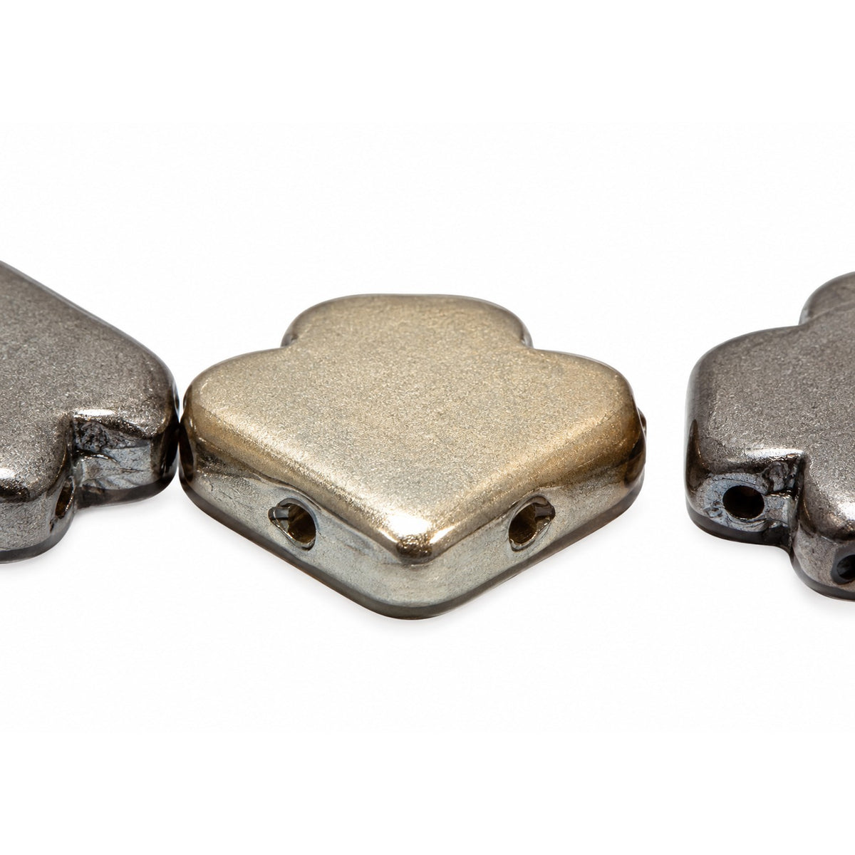 Arrow Beads - Hole From Side To Side, Crystal Gray Gold Zink Metallic Iris (00030-01670), Glass, Czech Republic