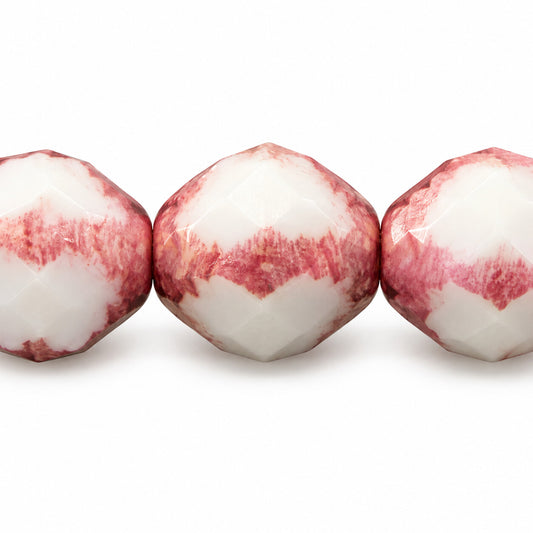 Wasp Special Cut Faceted Fire Polished Beads, White Luster Red Full Coated (02010-14495), Glass, Czech Republic