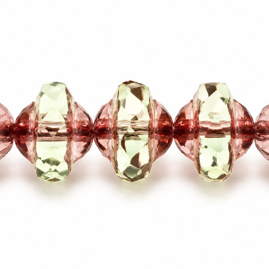Faceted Special Cut Beads Ufo, Transparent Green Purple (50510-15726), Glass, Czech Republic