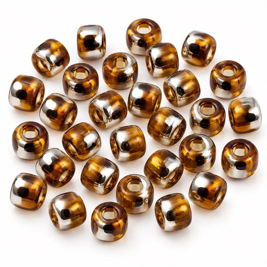 Pony Bagel Beads, Transparent Orange Crystal Silver Half Coating (10080-27001), Glass, Czech Republic