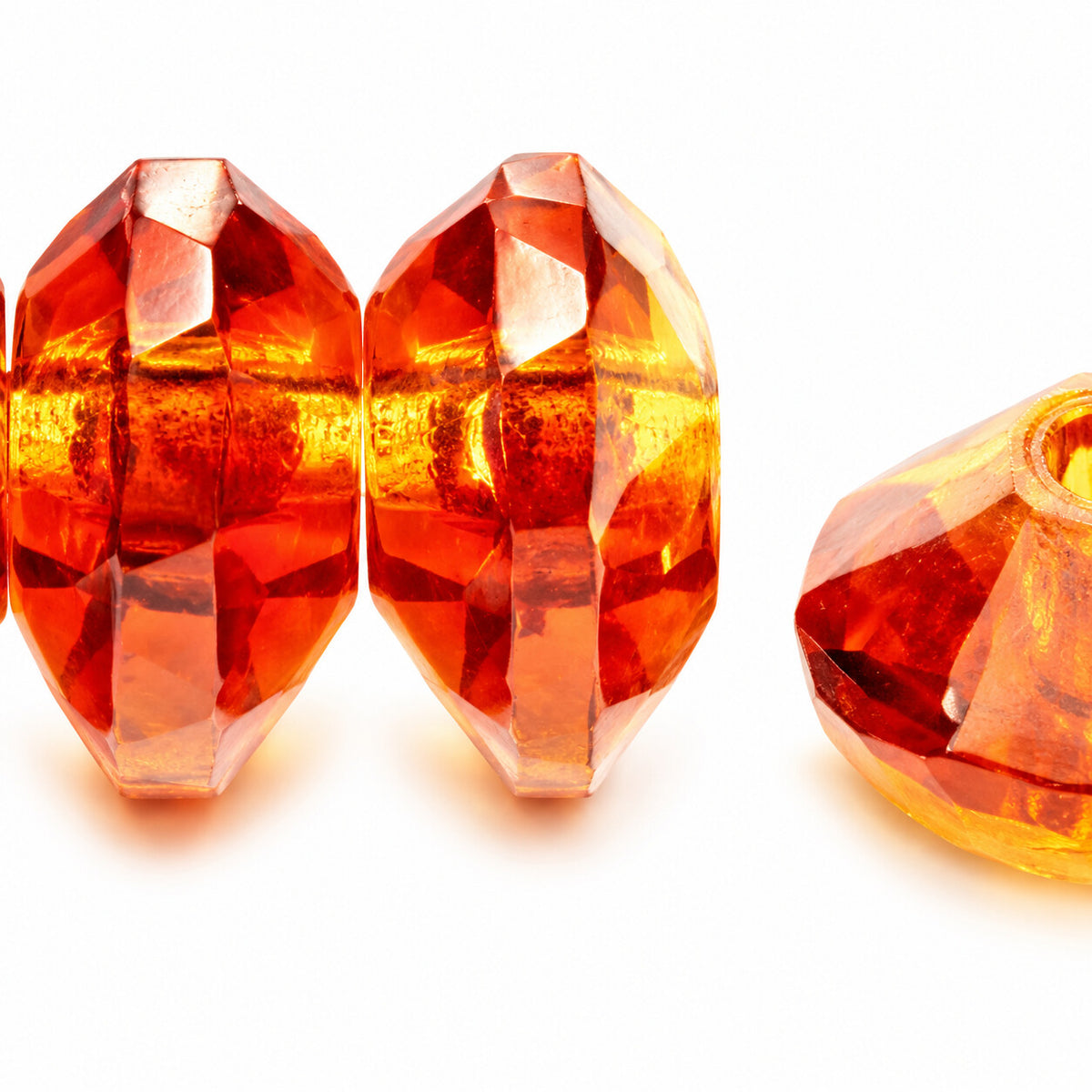 Rivoli Large Hole Faceted Special Cut Beads, Transparent Brown (10120), Glass, Czech Republic
