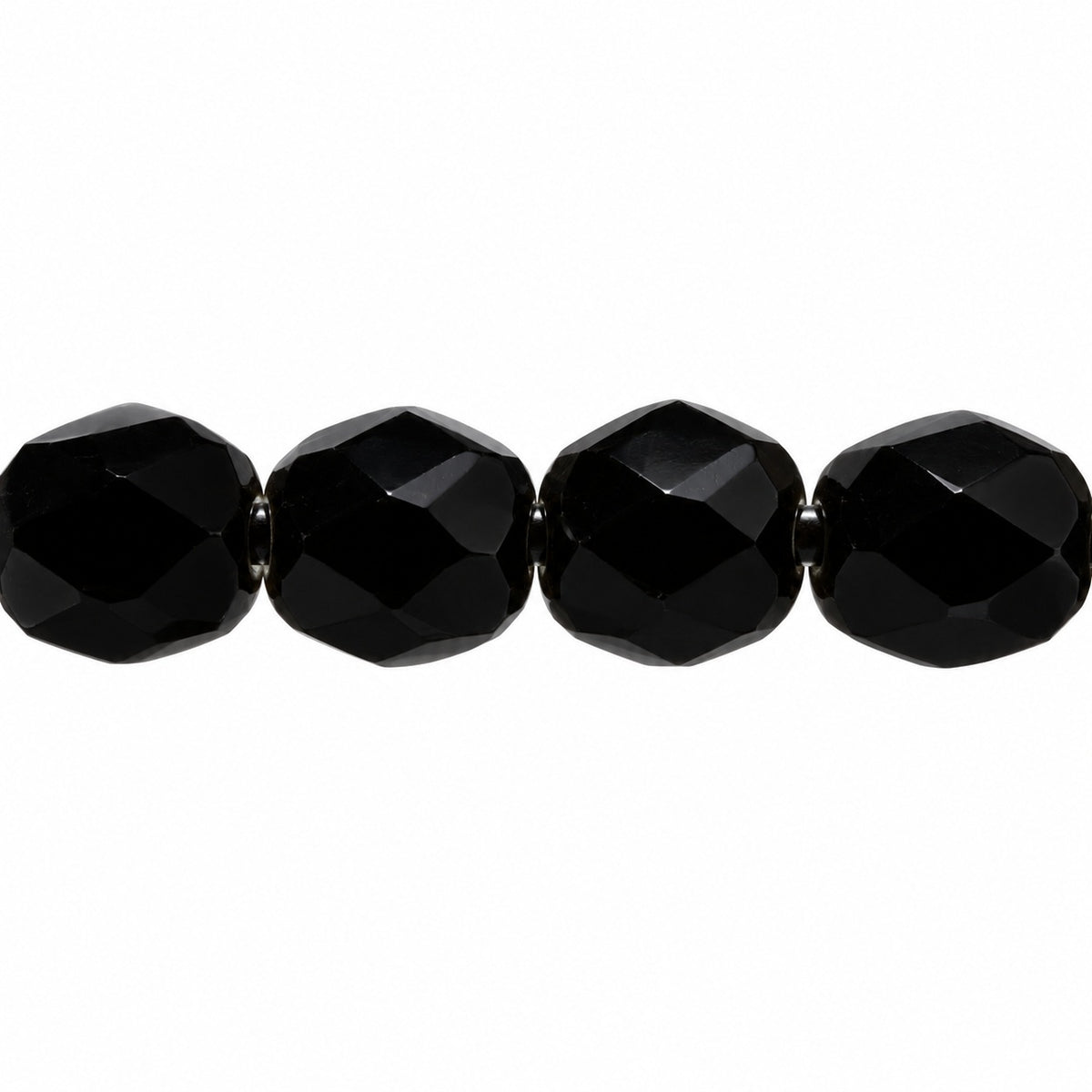 Shutter Cut Faceted Fire Polish Beads, Black (23980), Glass, Czech Republic