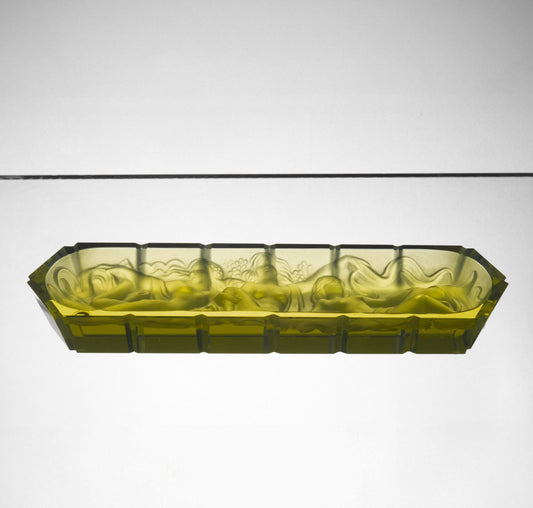 Three Graces Bowl – Uranium Art Glass, Czech Republic, OUTLET