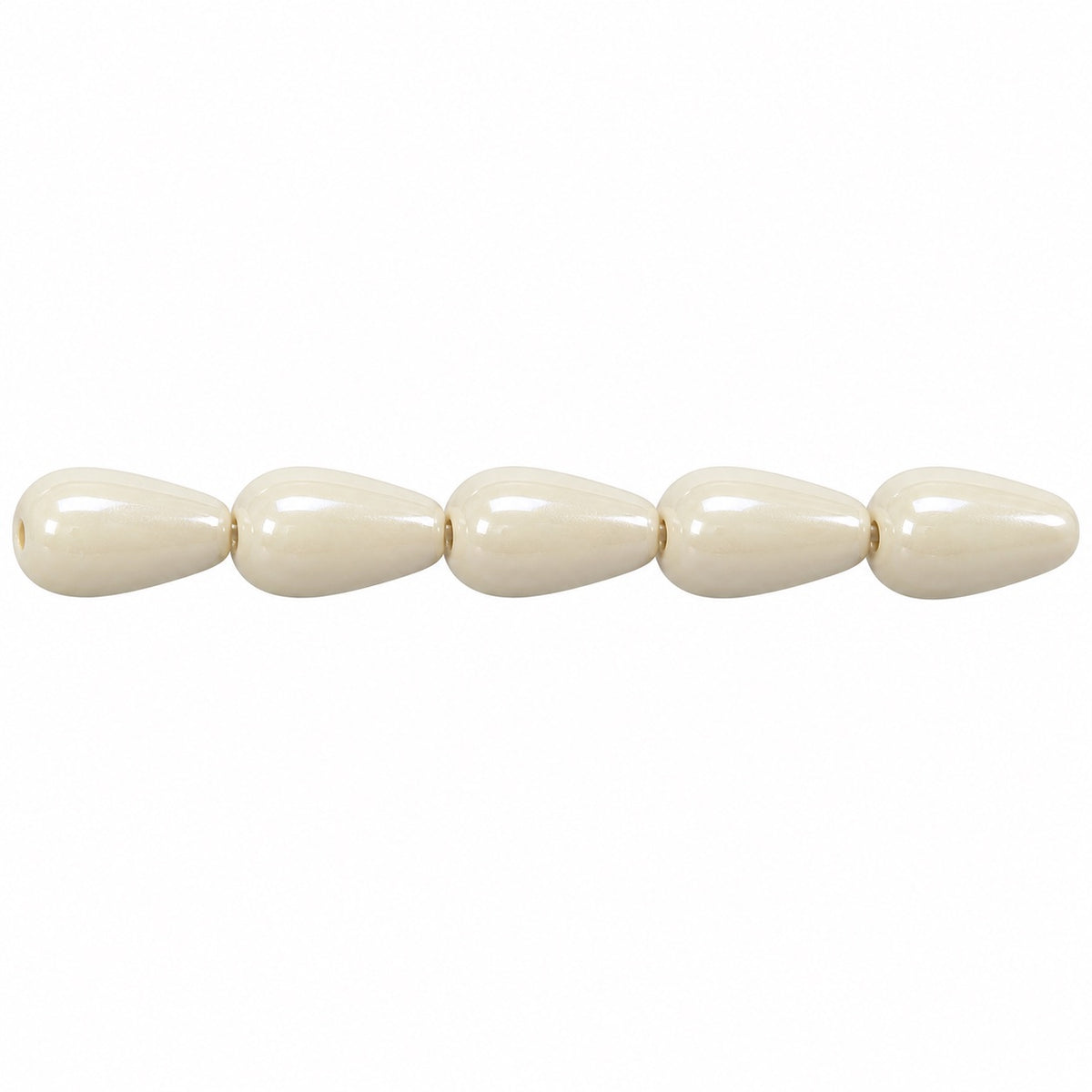 Pear Drop Beads, Chalk White Luster Brown Full Coated (03000-14413), Glass, Czech Republic