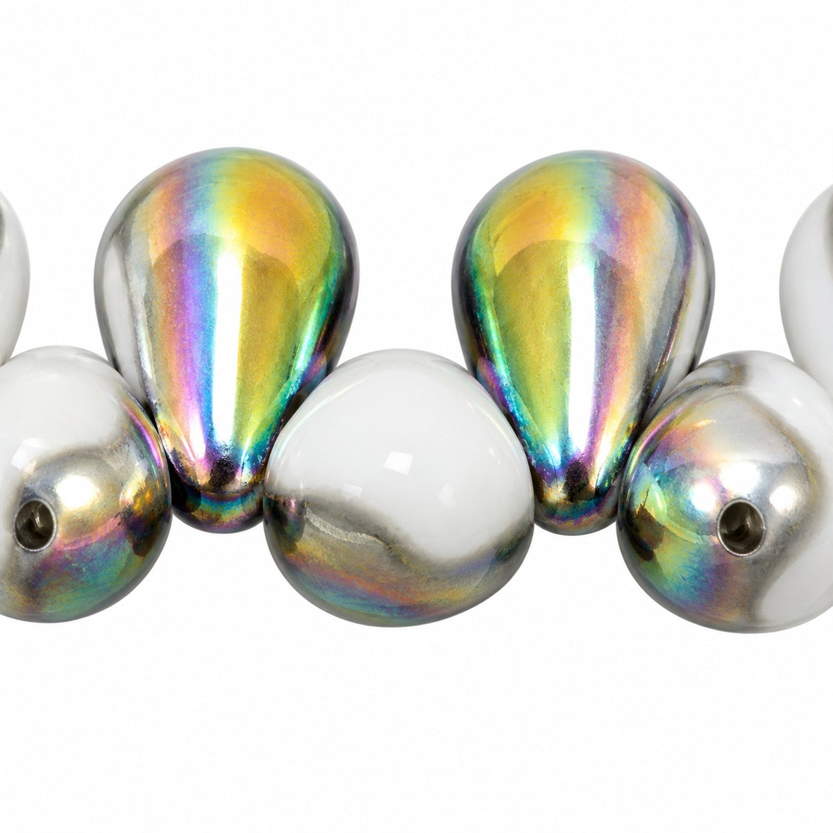 Drop Beads, Chalk White Crystal Vitrail Medium Coating (03000-28101), Glass, Czech Republic