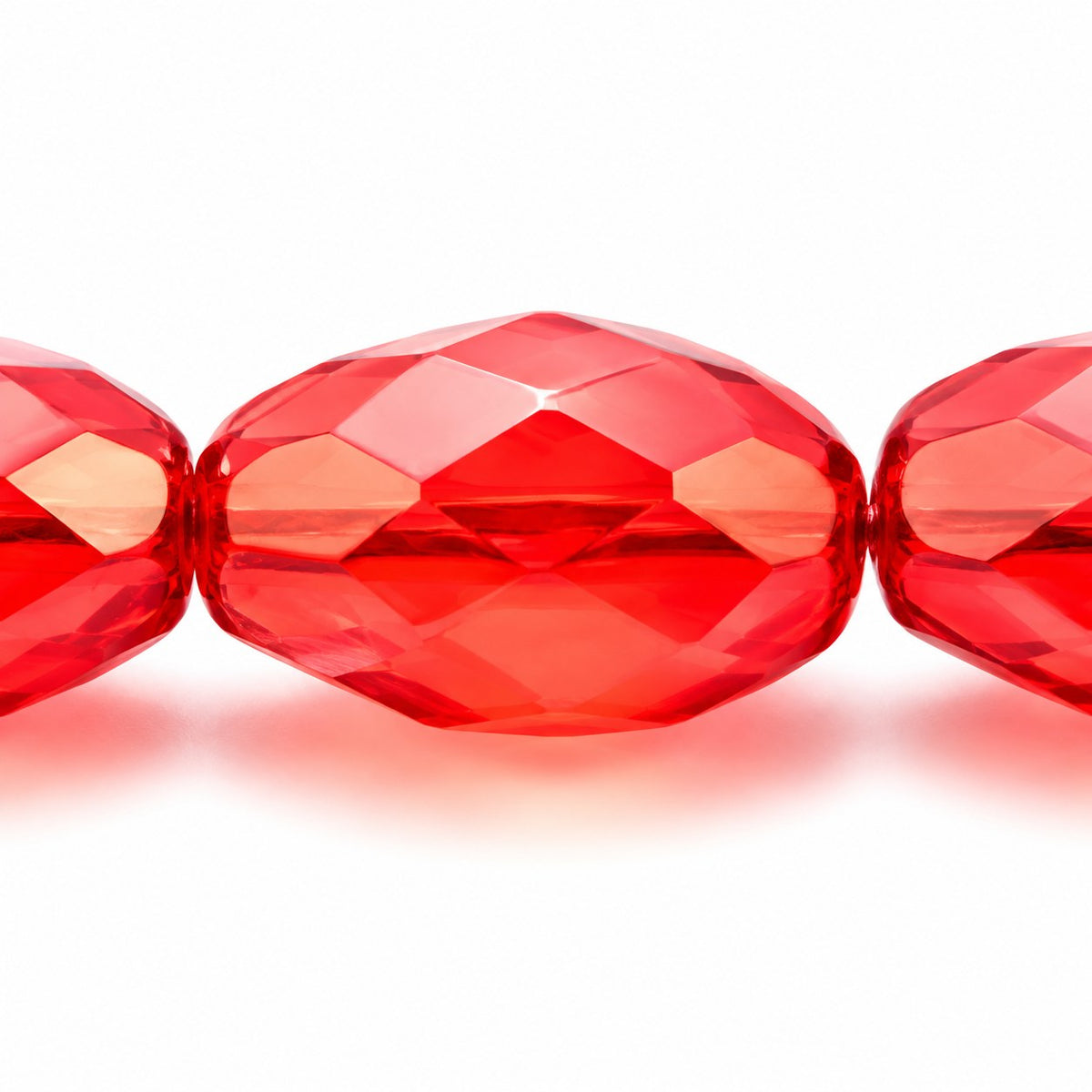 Oval Faceted Beads, Ruby Red (90080), Glass, Czech Republic