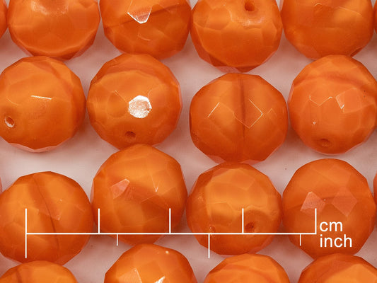 アウトレット 10グラム ファセットラウンドファイアポリッシュビーズ、14 x 14 mm、97012 (97012)、ガラス、チェコ共和国