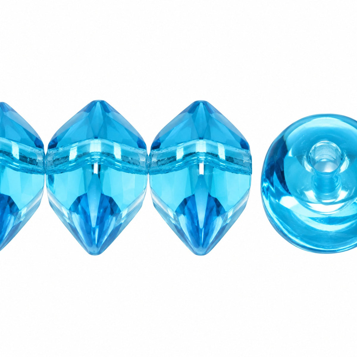 Oval Beads, Transparent Aqua (60020), Glass, Czech Republic
