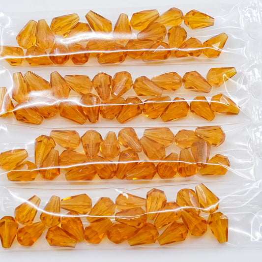 OUTLET 10 grams Pear Teardrop Beads Faceted Fire Polished, 10 x 7 mm, Transparent Orange (10050), Glass, Czech Republic