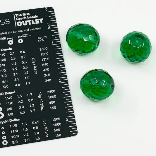 アウトレット 10グラム ファセットラウンドファイアポリッシュビーズ、透明グリーン（50130）、ガラス、チェコ共和国