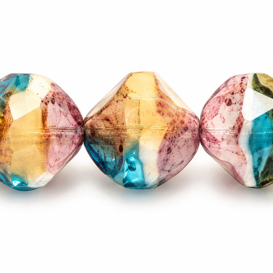 Special Cut Faceted Fire Polished Beads. Smashed, Ts043 Terracotta Violet (ts043-15496), Glass, Czech Republic