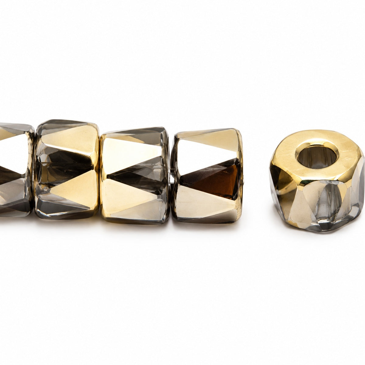 Faceted Oval Beads Special Cut, Gray Gold (40000-26441), Glass, Czech Republic
