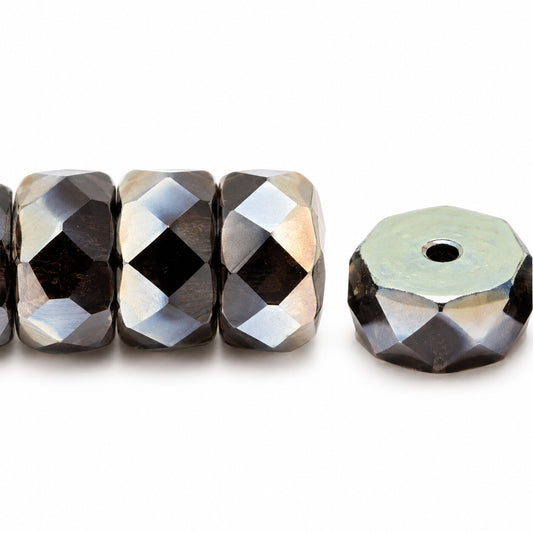 Faceted Special Cut Beads Rondelle, Black 22501 (23980-22501), Glass, Czech Republic