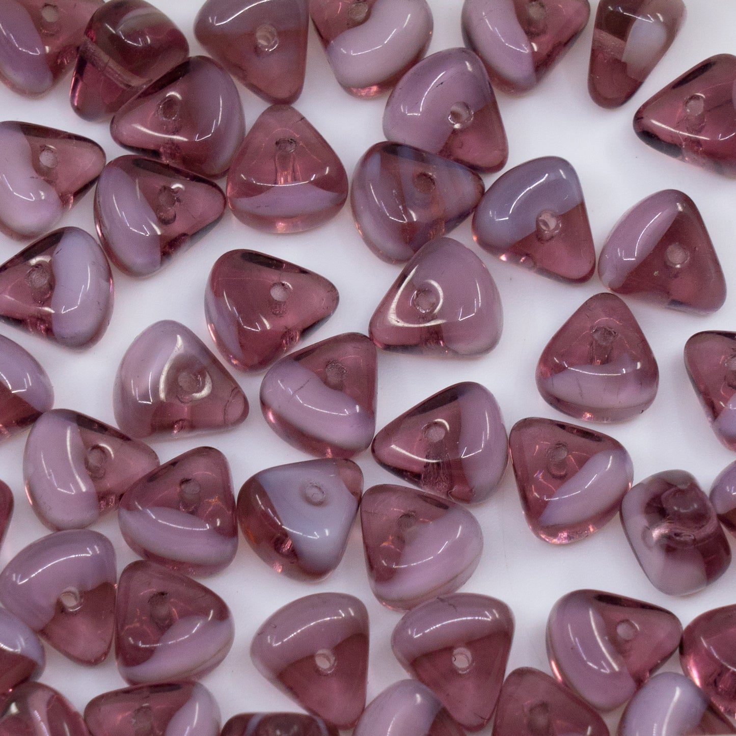 OUTLET 250g/50g Stone-Like Shaped Beads, 6 x 9 mm, Pink Purple (pink-purple), Glass, Czech Republic