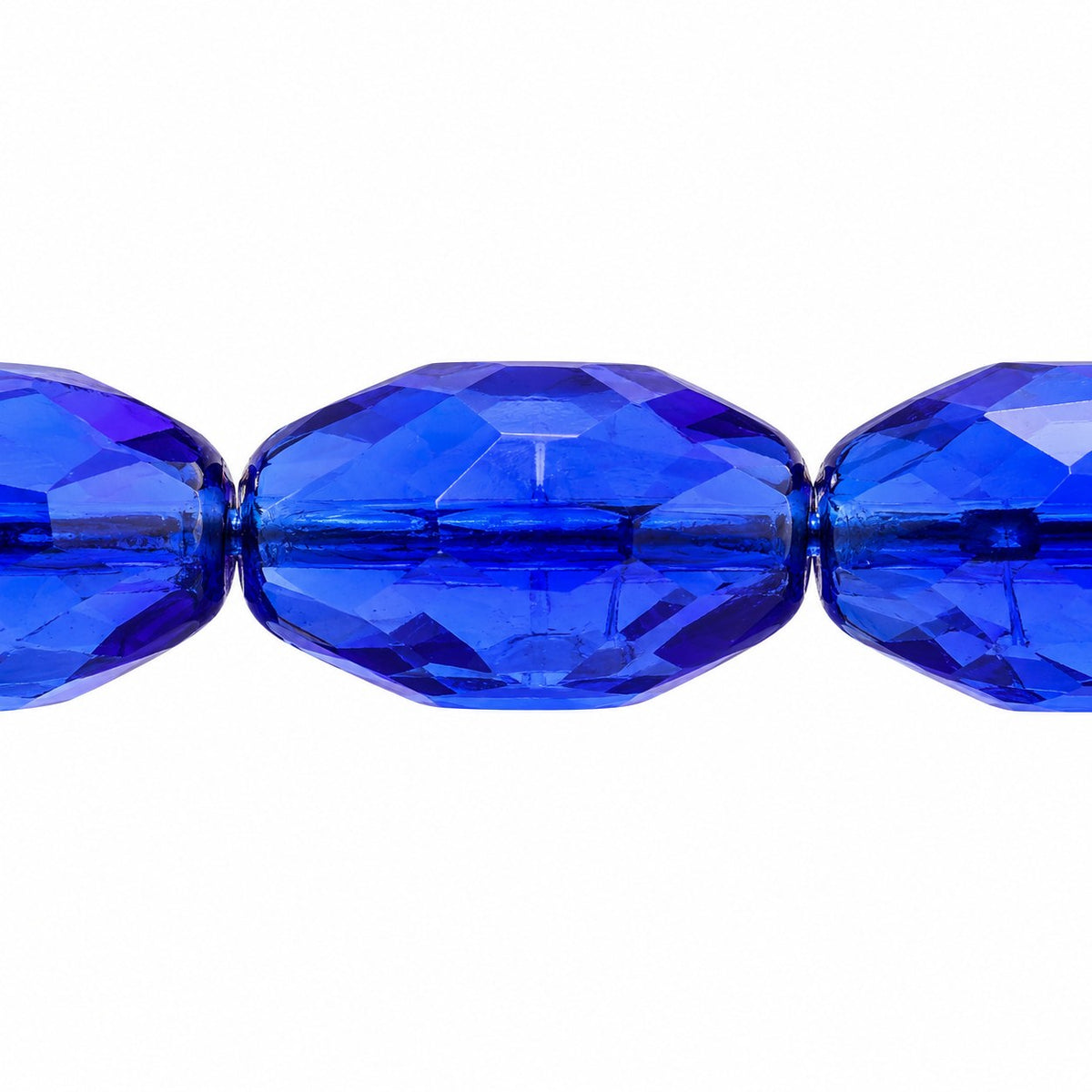 Oval Faceted Beads, Transparent Blue (30060), Glass, Czech Republic