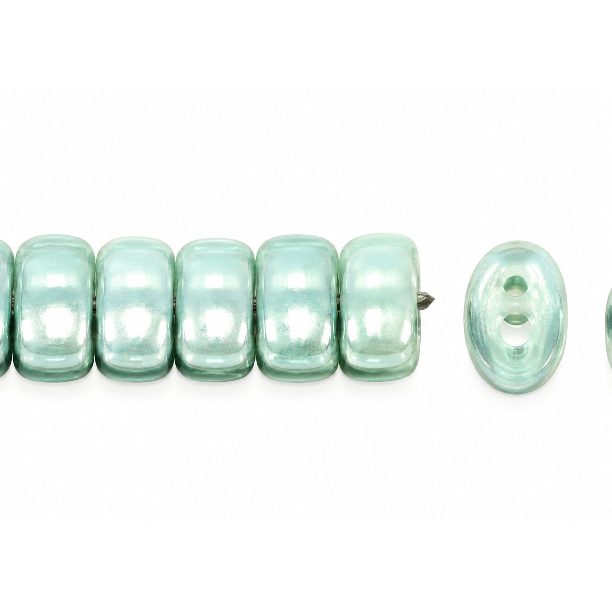 3-Hole Pressed Oval Beads, Chalk White 14458 (03000-14458), Glass, Czech Republic