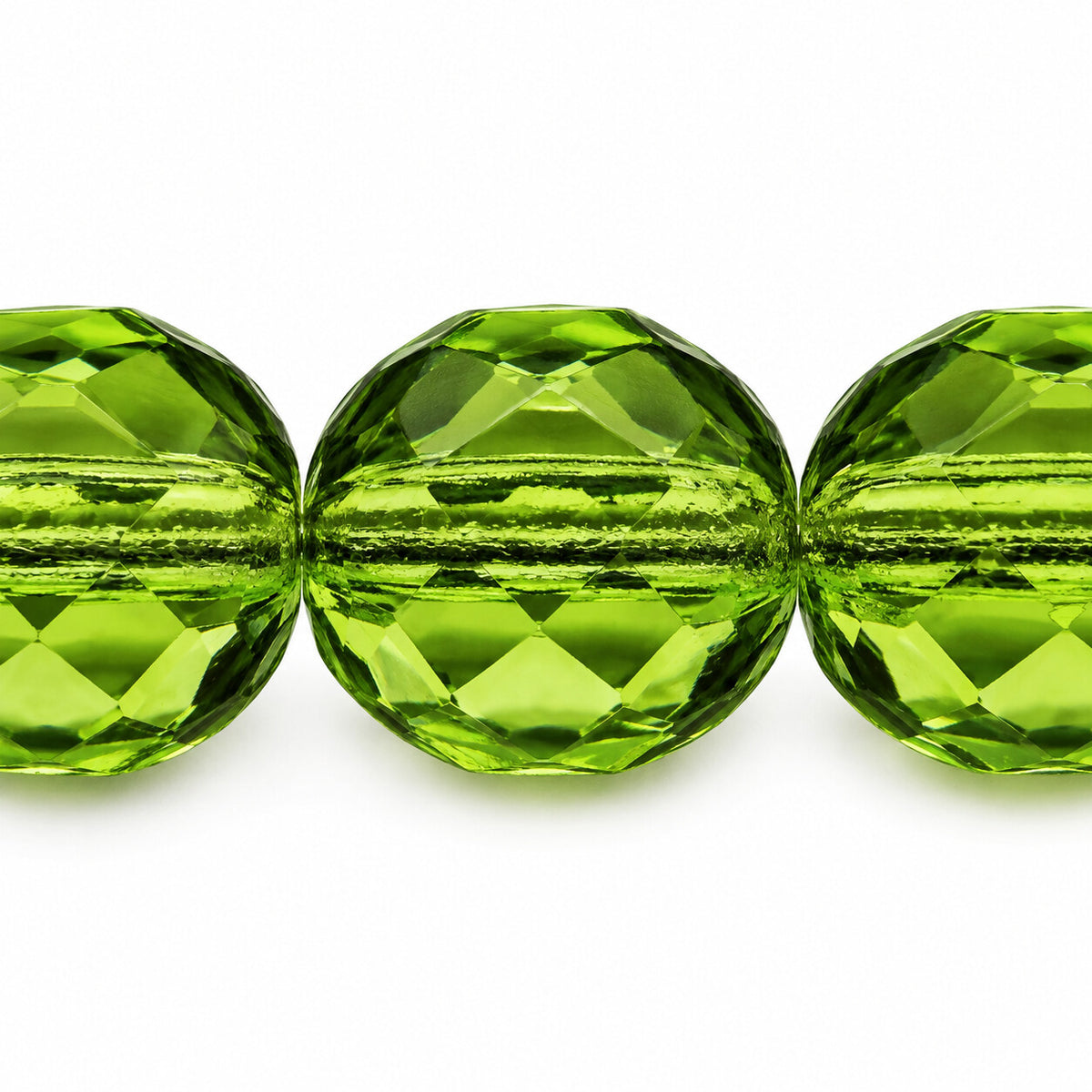 Faceted Special Cut Beads, Transparent Green (50400), Glass, Czech Republic