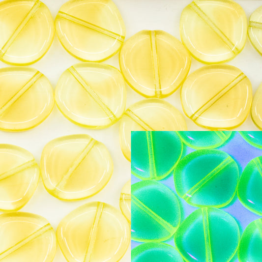 OUTLET 10 grams 8-Edge Flat Beads, 15 x 15 mm, Yellow Beige Mix (17801), Glass, Czech Republic