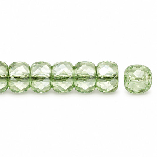 Faceted Special Cut Beads Rondelle, Crystal Luster Green Full Coated (00030-14457), Glass, Czech Republic