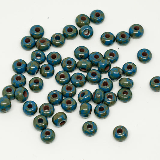 OUTLET 10 grams Preciosa Ornela Seed Beads, Round Hole, Loose, 6/0, Opaque Blue Travertin (33020-86800), Glass, Czech Republic