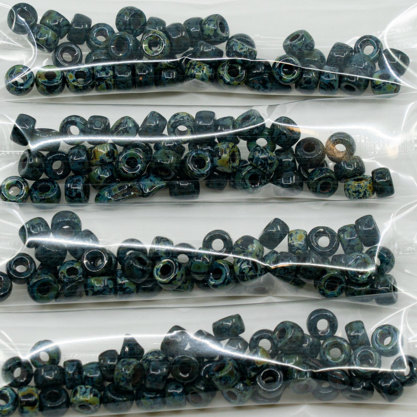 OUTLET 10 grams Pony Beads, 6 x 6 mm, Black Travertin (23980-86800), Glass, Czech Republic