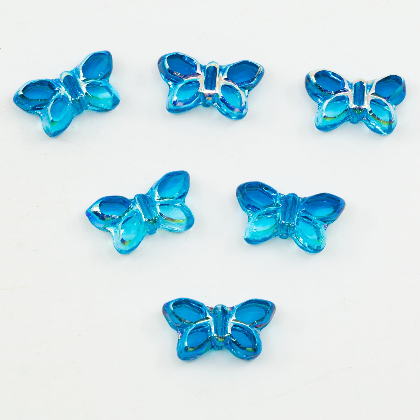 OUTLET 5 grams Table Cut Butterfly Beads, 20 x 12 mm, Transparent Aqua Transparent Aqua Ab 2X (60010-60040-AB-2x), Glass, Czech Republic