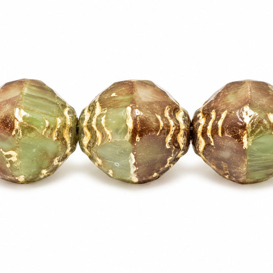 Wasp Special Cut Faceted Fire Polished Beads, X2466 Gold Lined (x2466-54202), Glass, Czech Republic