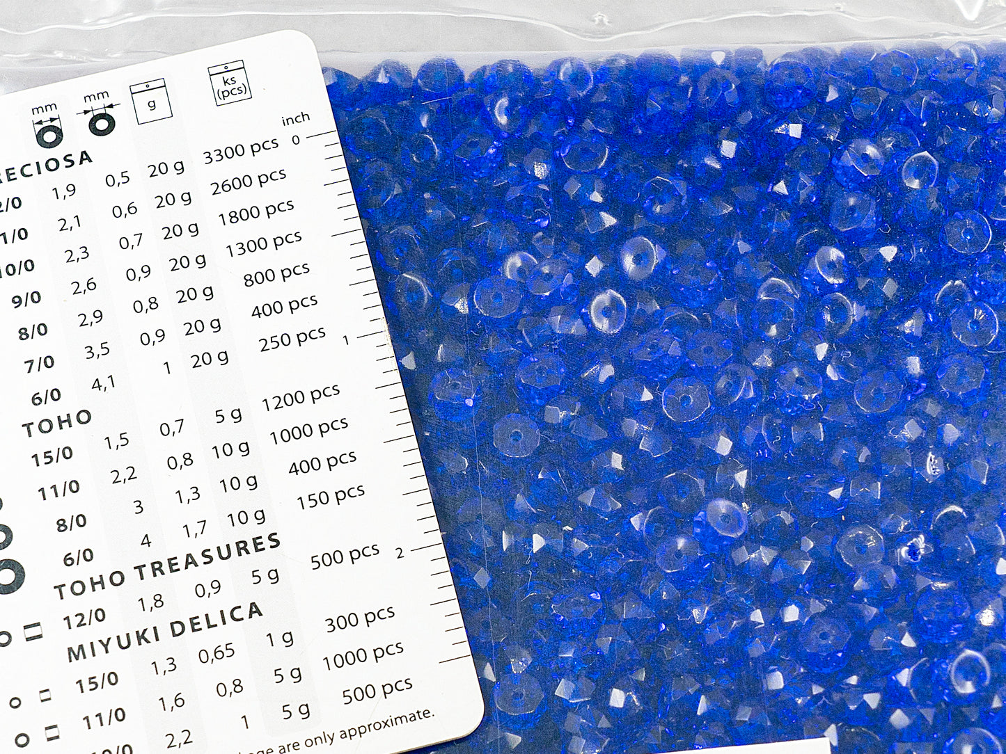 OUTLET 250g Faceted Fire Polished Rondelle Beads , 6 x 3 mm, Transparent Blue (30070), Glass, Czech Republic