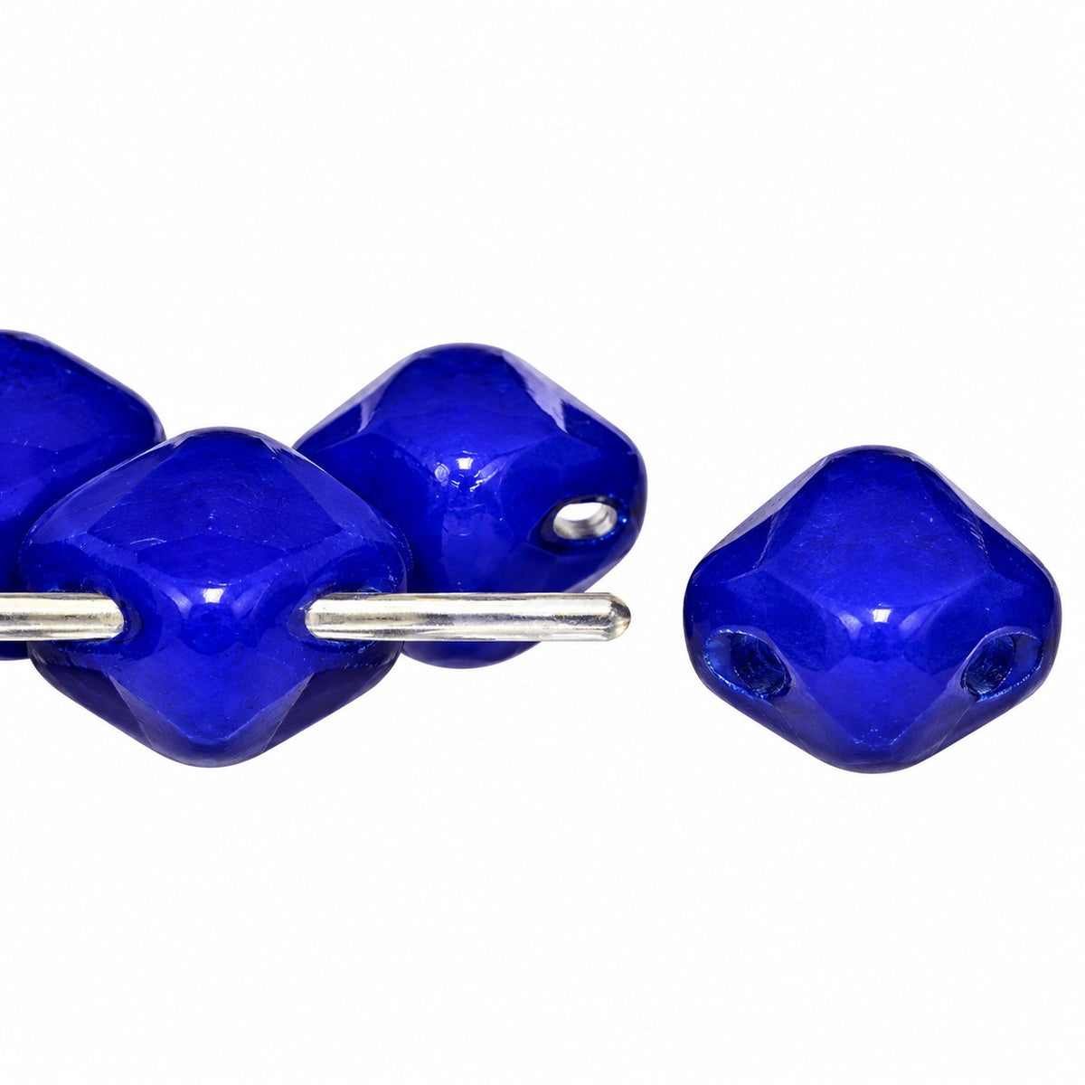 Silky 2-Hole Square Beads, Rich Blue (33060), Glass, Czech Republic