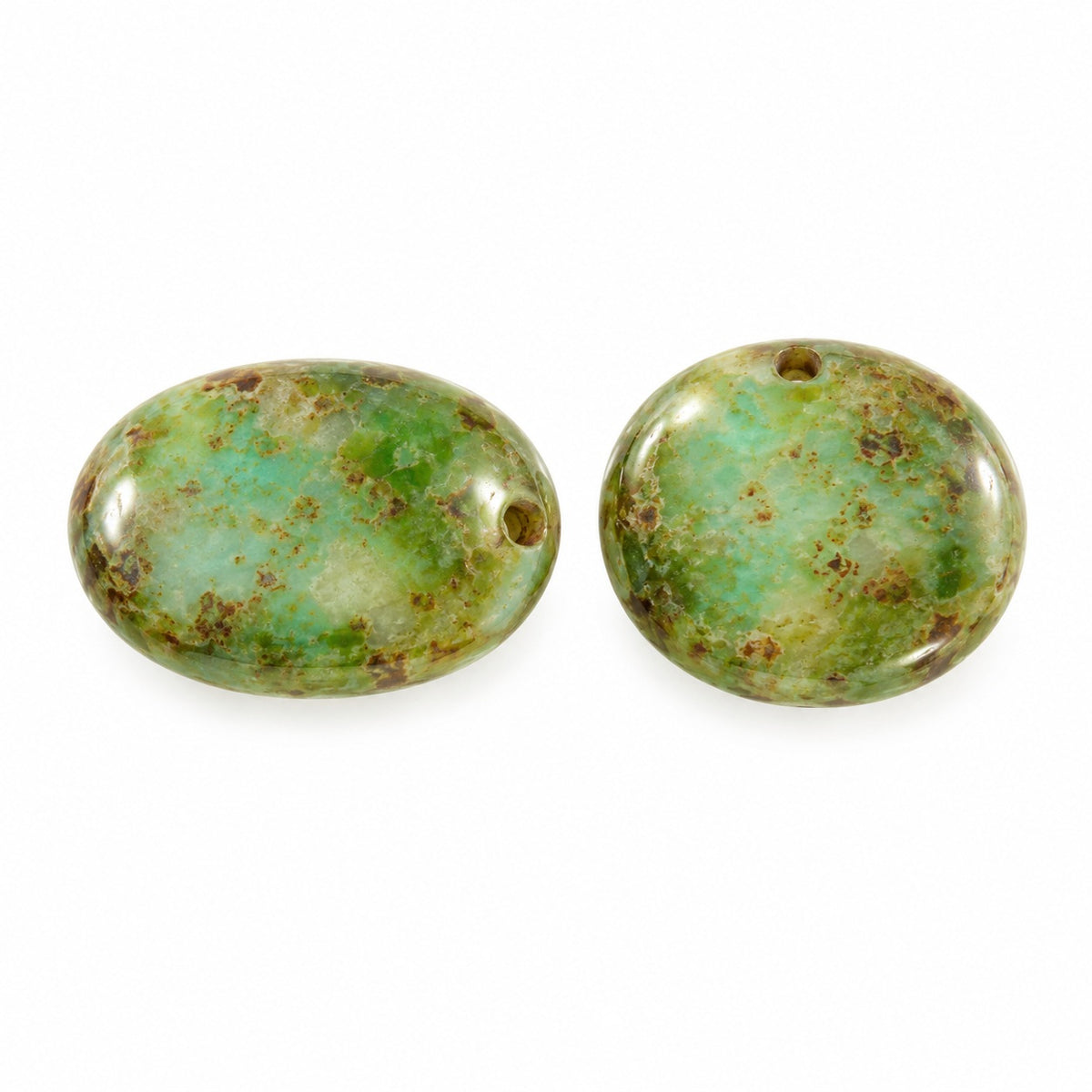 Oval Lentil Beads, X1556 Travertin (x1556-86800), Glass, Czech Republic