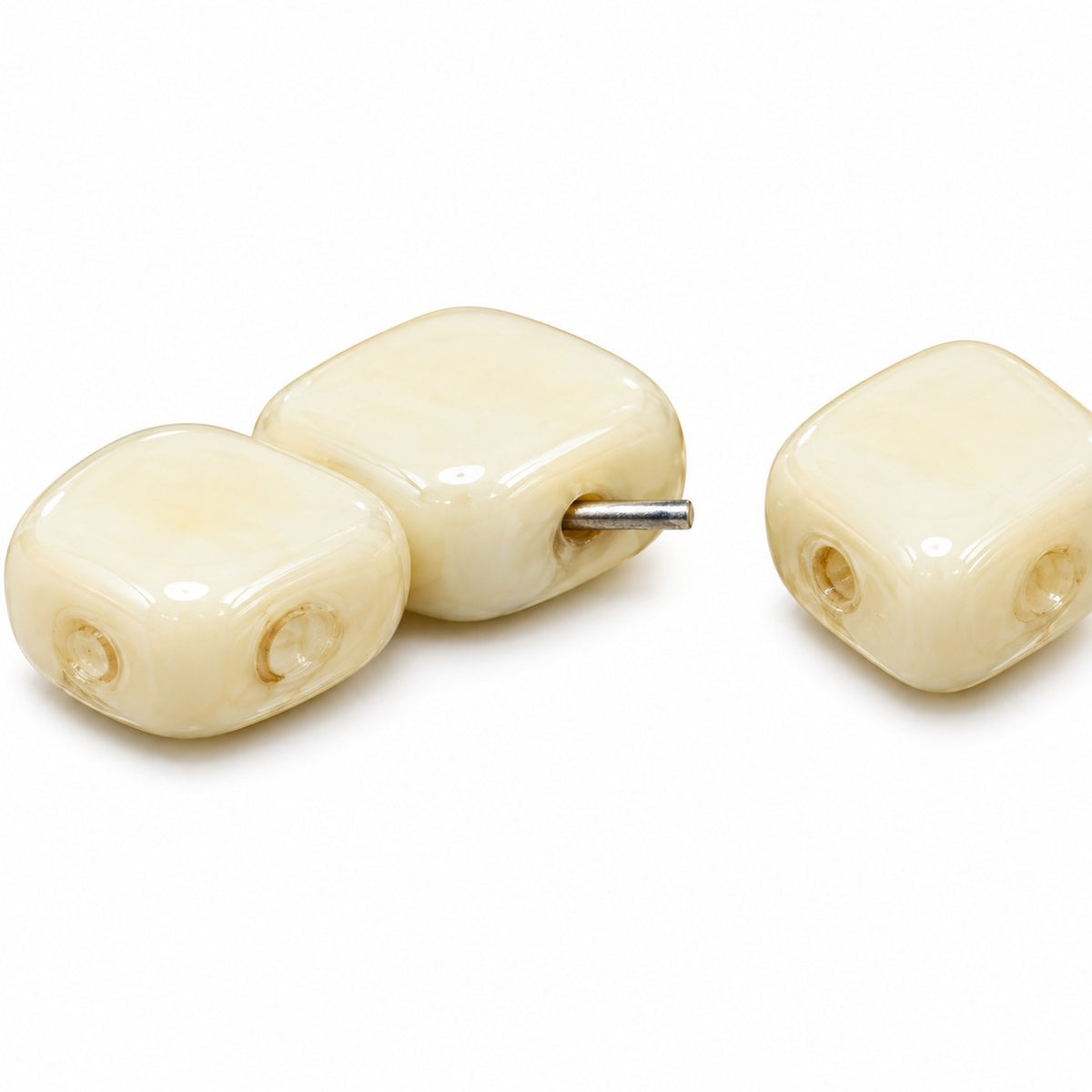 Silkt 2-Hole Beads, White Hematite (02010-14400), Glass, Czech Republic