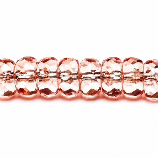 Faceted Special Cut Beads Rondelle, Transparent Pink (70110), Glass, Czech Republic