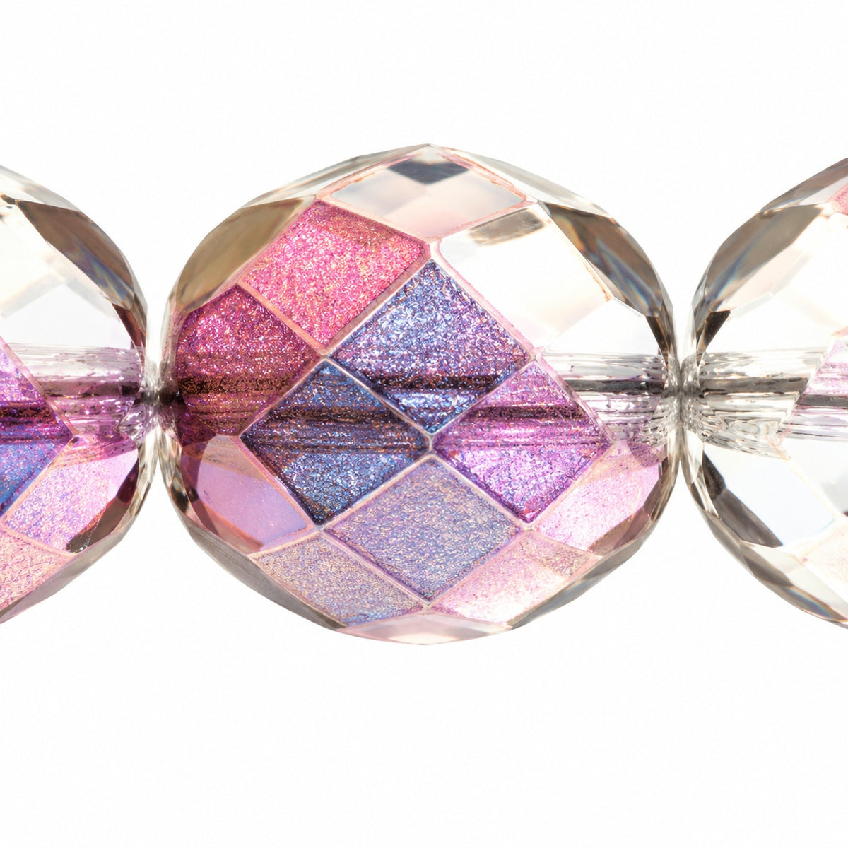 Faceted Round Fire Polished Beads, Crystal Combined Luster Red Violet (00030-91011), Glass, Czech Republic