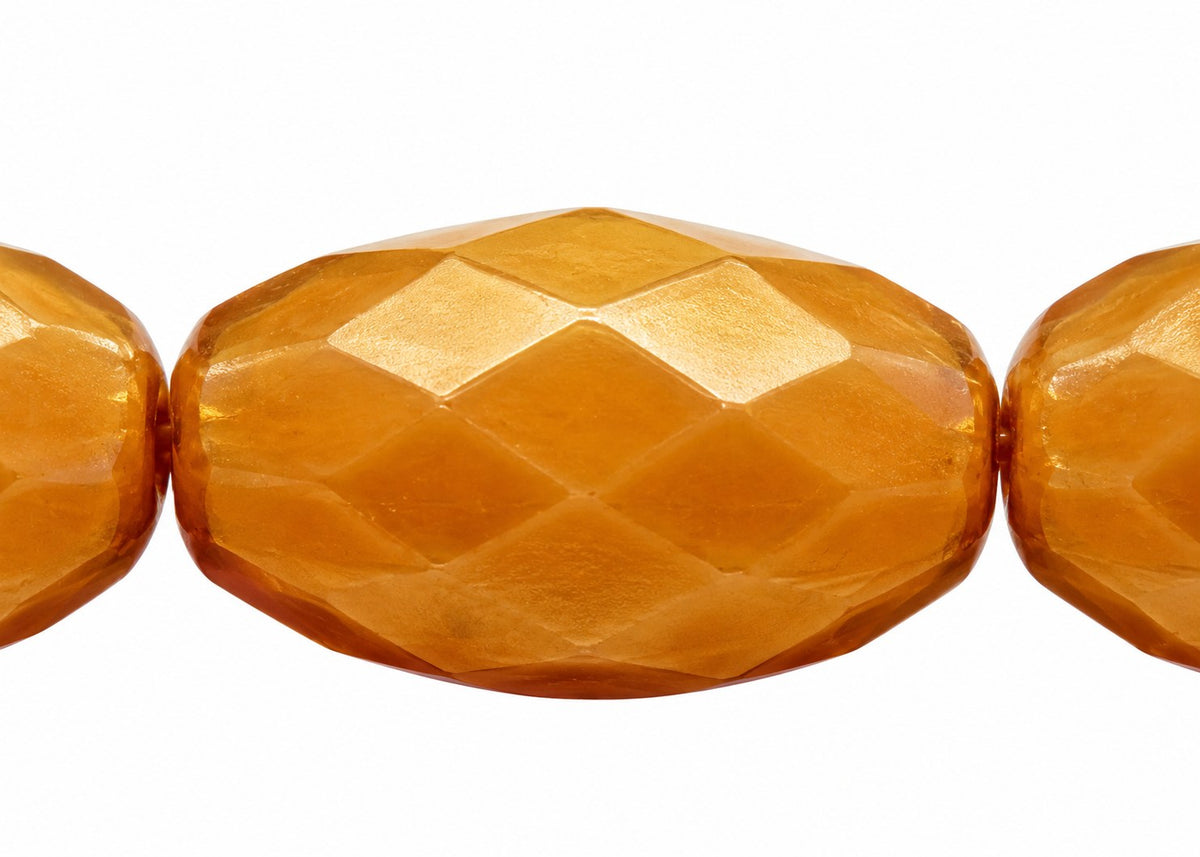 Oval Faceted Beads, Beige (13020), Glass, Czech Republic