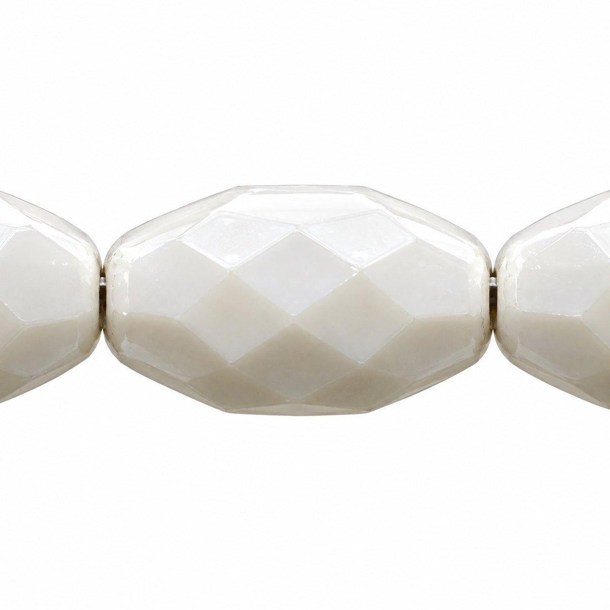 Oval Faceted Beads, Chalk White (03000), Glass, Czech Republic