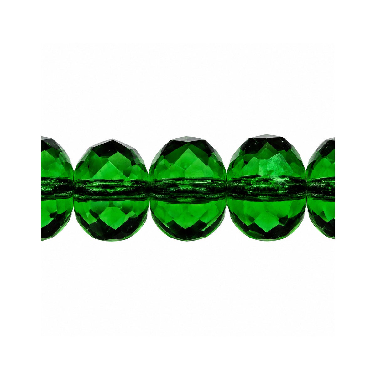 Special Cut Faceted Fire Polished Beads, Transparent Green Emerald (50150), Glass, Czech Republic