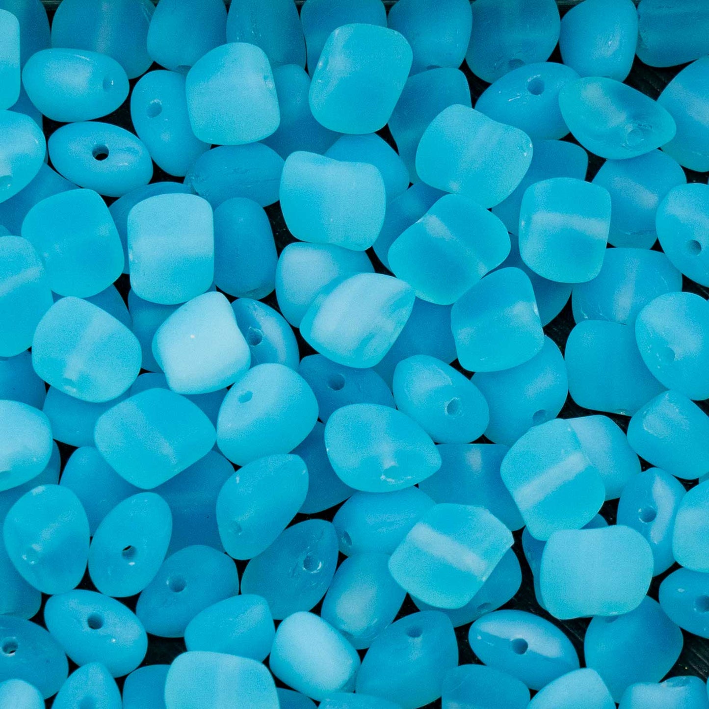 OUTLET 250g Pressed Beads, 6 x 8 mm, Opal Aqua Matte (00030-81800), Glass, Czech Republic