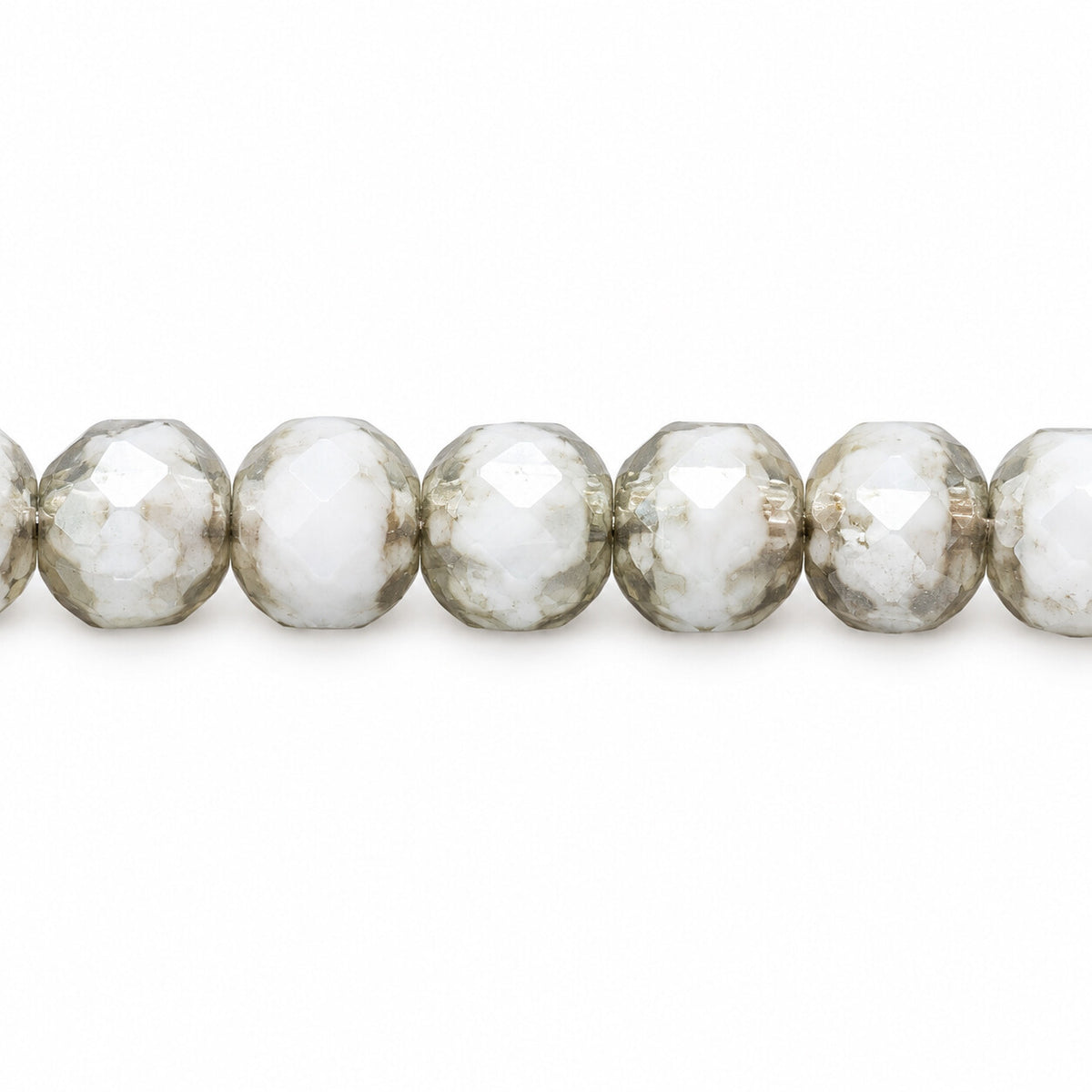 Cathedral Faceted Fire Polished Beads, Chalk White Platin (03000-13702), Glass, Czech Republic